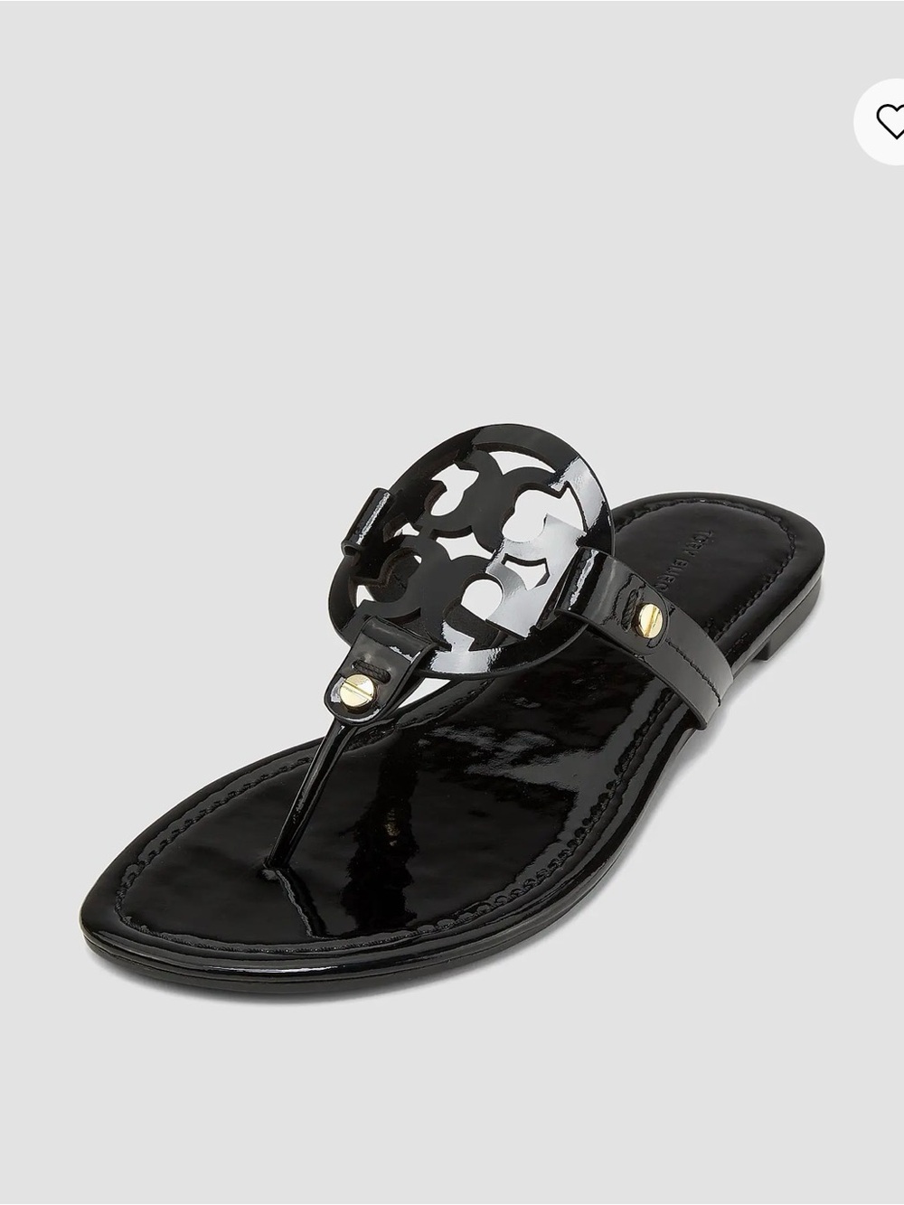 Patent Leather Black Logo Thong Sandal - Tory Burch Miller 8.5
